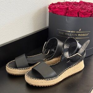 Zara Black and Tan Espadrille Sandals